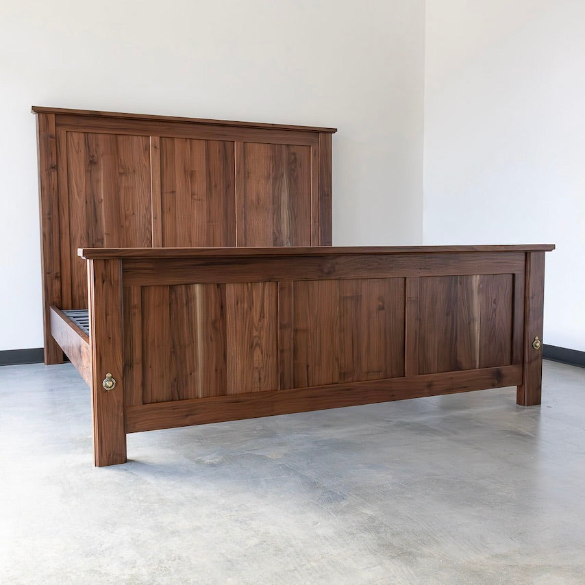 King-sized air-dried black walnut bed by Reviving Dawn in Athens Georgia